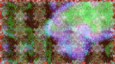 Üst manzara, yumuşak yeşil ve kahverengi renkli. Sevgililer günü ve tebrik kartı konsepti için şık bir davetiye. Çiçek kompozisyonu, el boyası, hassas şablon. Manzaralı çiçek deseni.