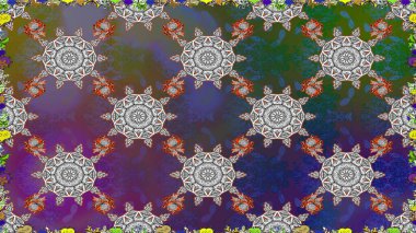 Renkli Bahar Temalı Kusursuz Arkaplan. Gri ve mor renkli çiçekler. Güzel çiçek deseni. Düz Çiçek Elementleri Tasarımı.