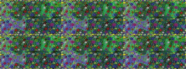 Çiçeksiz desenli arka plan. Renkli Bahar Temalı Kusursuz Arkaplan. Yeşil renkli çiçekler. Düz Çiçek Elementleri Tasarım Raster illüstrasyonu.