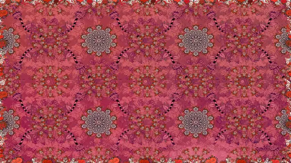 Raster illüstrasyonu. Pembe ve kırmızı renklerde çiçeksiz. Çiçek deseni. Şatafatlı bahar bahçesi dokusu. Pembe ve kırmızı renkte çiçekler.