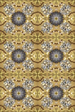 El yapımı dekoratif çerçeve, albüm kapağı, tebrik kartı, klasik Art deco tarzı. Altın karalama fantezi yapraklarından Raster soyut çiçek çelengi ve bej, nötr ve gri renkte çiçek.