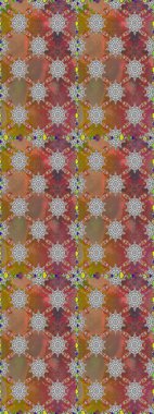 İşlemeli çiçekli, dikişsiz desen. Renkli grunge, soyut arkaplanı colokahverengi çiçeklerle süslüyor. İzler, kumaş, duvar kağıtları, tekstil için raster dokusu.