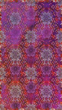 Mor ve kahverengi renkte çiçeklerle kusursuz çiçek deseni. Suluboya tarzında mor ve kahverengi renkte çiçekler.