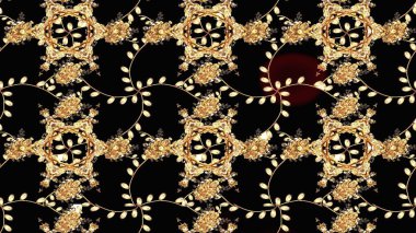 Çiçek süslemeli çizim deseni. Siyah renkli çiçekler. Raster illüstrasyonu.