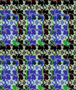 Mavi ve nötr renklerde çiçekler. Renkli Bahar Temalı Kusursuz Arkaplan. Düz Çiçek Elementleri Tasarımı. Raster illüstrasyonunda kusursuz çiçek deseni.