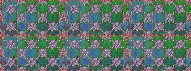 Raster illüstrasyonunda kusursuz çiçek deseni. Süslü kumaş deseni. Renkli Bahar Temalı Kusursuz Arkaplan. Düz Çiçek Elementleri Tasarımı.