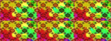 Şirin çiçek elementleri. Sarı ve yeşil renkli çiçekler. Raster illüstrasyonu. Kusursuz..