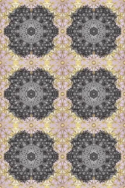 Düz elle çizilmiş klasik koleksiyon. Arkaplan, kumaş, altın duvar kağıdı. Raster altın pürüzsüz desen. Bej, nötr ve gri renklerdeki altın desenli altın elementler.