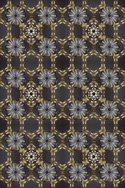 Bej, kahverengi ve gri renklerde pürüzsüz desen. Doğu tarzı arabesk tarzında altın elementler. Raster altın pürüzsüz desen. Kusursuz altın desenli bukleler..