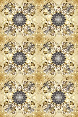Lüks, kraliyet ve Viktorya dönemi konsepti. Bej, nötr ve gri renklerde altın element. Klasik barok çiçekli, bej, nötr ve gri üzerine altın desenli. Süslü raster dekorasyonu.