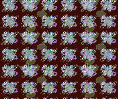 Nazik, narin çiçek arkaplanı. Kahverengi renkli çiçekler. Raster çiçek desenli ve çiçekli..