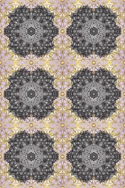 Düz elle çizilmiş klasik koleksiyon. Arkaplan, kumaş, altın duvar kağıdı. Raster altın pürüzsüz desen. Bej, nötr ve gri renklerdeki altın desenli altın elementler.