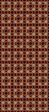 Kahverengi, kırmızı ve bej renklerde altın. Kusursuz ortaçağ çiçek deseni. Dekoratif simetri arabesk. Doğum günü kartı, davetiye ya da afiş için iyidir. Raster illüstrasyonu.