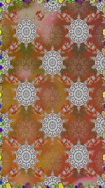 Raster Hip kumaş deseni. Kusursuz Vintage Çiçek Deseni.