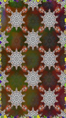 Sevimli çiçek raster deseni. Düz Çiçek Elementleri Tasarımı. Renkli Yaz Temalı Kusursuz Arkaplan. Modaya uygun kumaş deseni.