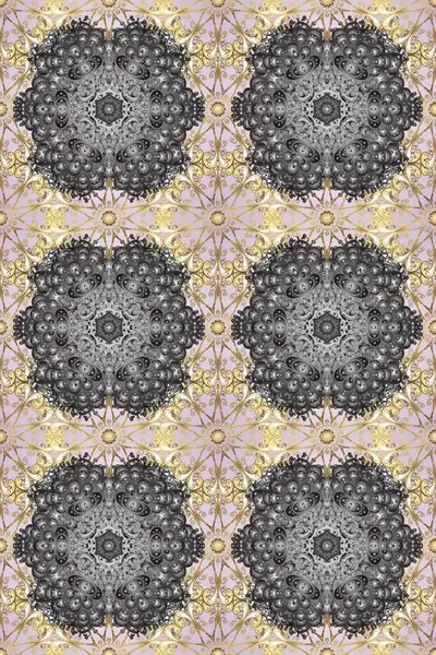 Düz elle çizilmiş klasik koleksiyon. Arkaplan, kumaş, altın duvar kağıdı. Raster altın pürüzsüz desen. Bej, nötr ve gri renklerdeki altın desenli altın elementler.