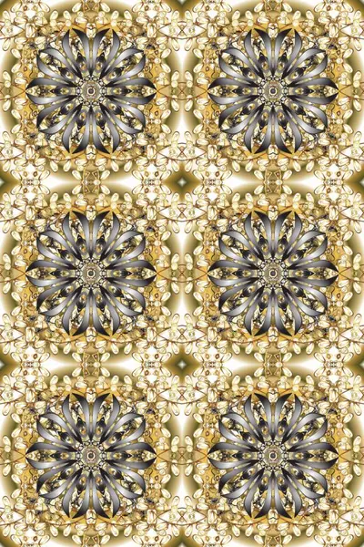 Kusursuz altın desen. Raster oryantal süs. Bej, nötr ve gri renklerdeki altın desenli altın elementler.