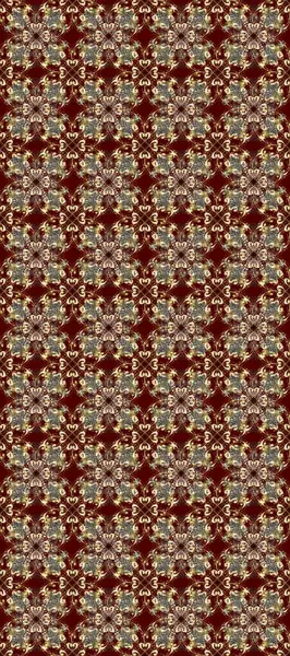 Paisleys zarif çiçek desenli arkaplan duvar kâğıdı çizimi. Klasik stil, güzel, modern, üç boyutlu sanat eseri, altın ve kahverengi, bej ve kırmızı desenli çiçek yaprakları ve süslemeleri..