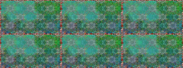 Yeşil renklere karalamalar çizen kusursuz çiçek deseni. Raster illüstrasyonu.