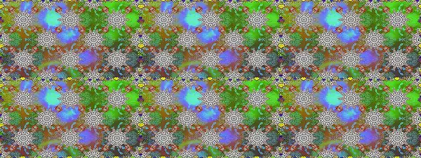 Yeşil ve gri renklerde. Raster illüstrasyonu. Çiçekli güzel suluboya desen.