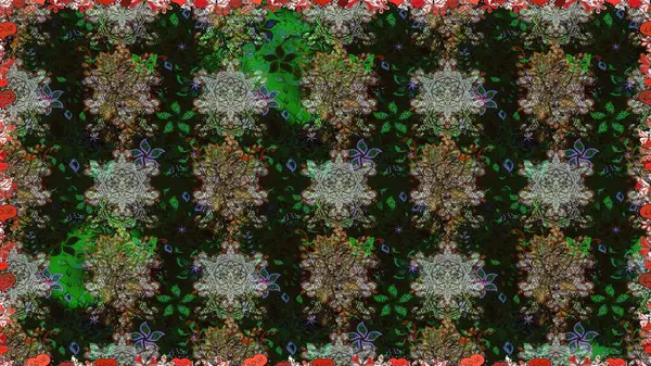 Raster illüstrasyonunda kusursuz çiçek deseni. Gri ve kahverengi renklerde. Güzel kumaş deseni. Raster illüstrasyonu.