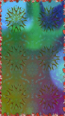 Yumuşak, yeşil renkli bahar çiçekleri. Çiçekli karalama şeklinde Raster çiçek deseni. Raster illüstrasyonu.