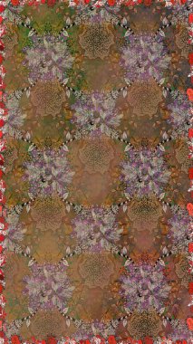 Sevimli çiçek raster deseni. Kahverengi ve bej renkli çiçekler. Renkli Bahar Temalı Kusursuz Arkaplan. Düz Çiçek Elementleri Tasarımı.