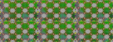 Raster illüstrasyonunda kusursuz çiçek deseni. Yeşil ve gri renklerde. Güzel kumaş deseni. Raster illüstrasyonu.