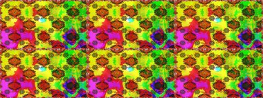 Çiçekler. Soyut etnik raster kusursuz desen. Vadinin çiçekleri sarı ve yeşil renklerde.