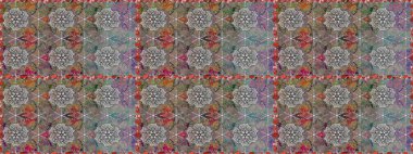 Halk tarzı. Modern çiçek arkaplanı. Moda baskıları için zarif bir şablon. Parlak renkli çiçekleri ve gri yaprakları olan, kusursuz çiçek desenleri..