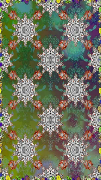 Yeşil ve gri çiçekli bahar çiçekleri. Küçük renkli çiçekler. Motley illüstrasyonu. Küçük çiçekte güzel bir desen. Moda baskıları için zarif bir şablon.