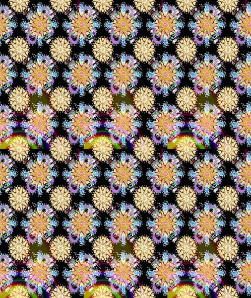 El çizimi dikişsiz sonbahar çiçekleri deseni. Doodle tarzı. Renkli siyah ve bej pürüzsüz desen. Siyah ve bej renkli çiçekler. Tekstil ve kapak tasarımı için mükemmel.