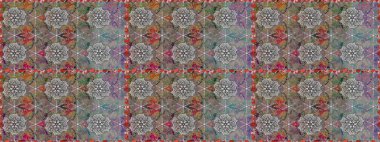 Halk tarzı. Modern çiçek arkaplanı. Moda baskıları için zarif bir şablon. Parlak renkli çiçekleri ve gri yaprakları olan, kusursuz çiçek desenleri..