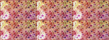 Bej renkli etnik çiçeklerle kusursuz bir desen. Asya Tekstil 'inde Raster Çiçek İllüstrasyonu.
