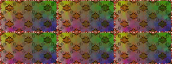 Kahverengi ve yeşil renklerde etnik çiçeklerle kusursuz bir desen. Raster Çiçek İllüstrasyonu güzel tekstil..