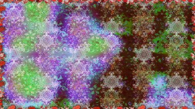 Seamless pattern. Organic motif background. Raster illustration. Ultrafashionable fabric pattern.