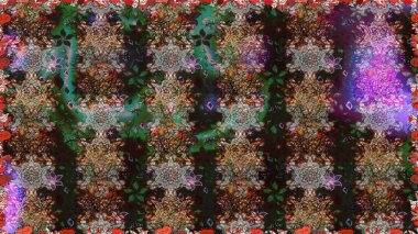 Raster illüstrasyonu. 3 boyutlu çiçekler, pürüzsüz. Gri ve kahverengi renklerde.