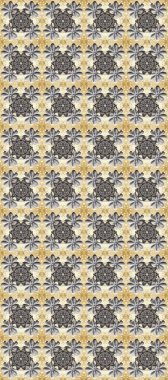 Süslü dekorasyon. Gri, bej ve nötr renklerde kusursuz desenli altın rengi bir çiçek deseni. Raster illüstrasyonu.