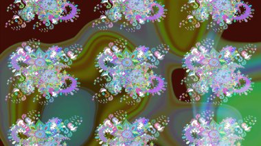 Şirin çiçekli, desenli, yeşil renkli bir eskiz deseni. El çizimi çiçek çizimi deseni (fayans). Tekstil için suluboya çizim deseni.