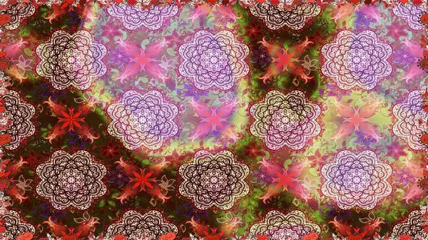 Yapraklı kusursuz desen. Şirin, zarif çiçekler Raster illüstrasyonu. Davetiye ve kartpostal tasarımı için dekoratif çiçek unsurları. Poster ya da kapak için arka plan. Tekstil için figür.