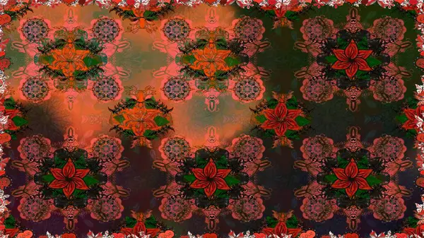 Retro tekstil tasarım koleksiyonu. Kahverengi ve gri üzerine kahverengi ve gri. El çizimi çiçek unsurları olan soyut, dikişsiz raster deseni. 1950-1960 motifleri. Çiçekli ipek eşarp..