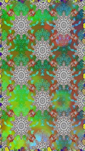 Çiçekler, suluboya ile sorunsuz çiçek desenli. Raster desen. Fantezi kumaş deseni.