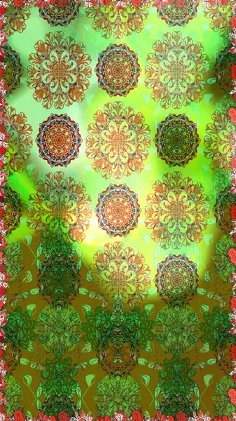 Düz Çiçek Elementleri Tasarımı. Yeşil renkli çiçekler. Renkli Bahar Temalı Kusursuz Arkaplan. Çiçeksiz desenli arka plan, yaz çiçekleri..