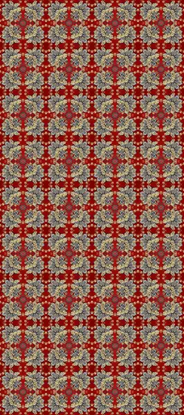 Barok tarzında kusursuz bir doğulu süsü. Geleneksel altın sarısı desenli kırmızı, gri ve kahverengi renklerde altın elementlerle.