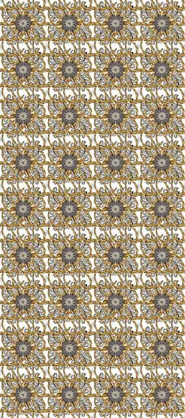 Beyaz, kahverengi, gri ve altın desenli. Tekrarlayan elementlerle kusursuz soyut arkaplan. Zarif raster klasik desen.