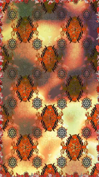 Kahverengi ve turuncu çiçekli kusursuz desen, suluboya çiçek deseni, sevimli çiçek, duvar kağıdı, kart veya kumaş için fayanslı. Raster - stok.