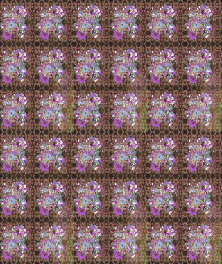 Kahverengi renklerde bahar çiçekleri. Yaprak ve çiçeklerin suluboya resimleri, kahverengi renklerdeki çizimler. Raster illüstrasyonu.