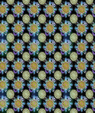 Düz Çiçek Elementleri Tasarım Raster illüstrasyonu. Çiçekli, suluboya desenli kusursuz çiçek deseni. Siyah ve nötr renkler üzerine çiçekler. Renkli Bahar Teması Arkaplansız Desen.