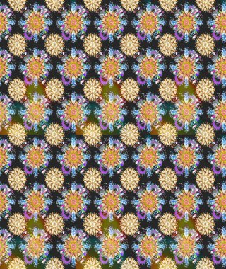 Soyut çiçek desensiz arkaplan. Raster deseni. Raster illüstrasyonu. Küçük çiçekteki sevimli çiçek deseni. Gri ve bej renklerde.