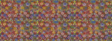 Tekrar eden çiçek arkaplanı, zarif kahverengi ve kırmızı çiçek duvar kağıdı. Çiçek desenleri kahverengi ve kırmızı renklerde, el yapımı papatyalar, papatyalar.